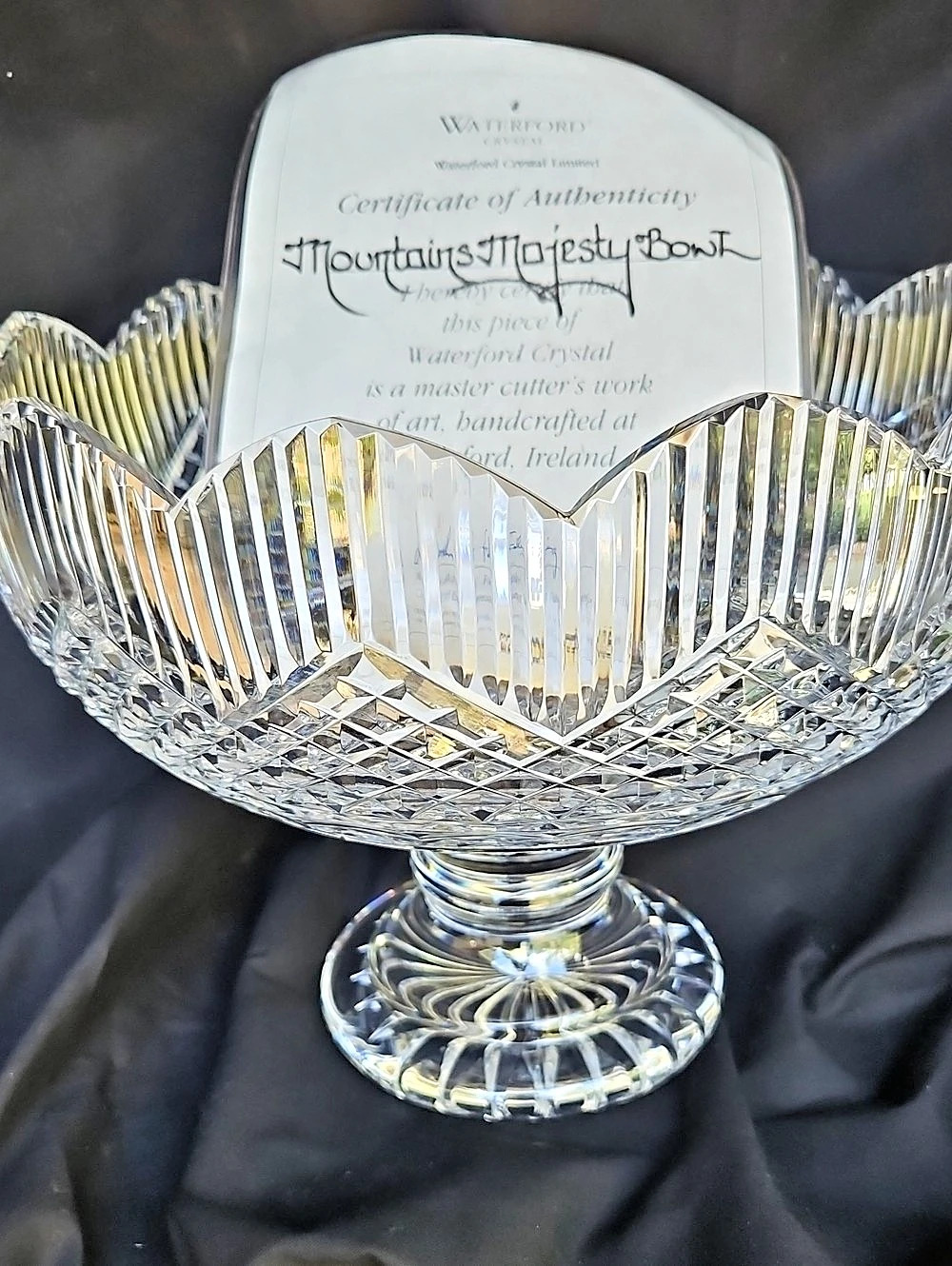 Vintage Waterford Mountains Majesty Bowl Crystal Bowl with Pedestal